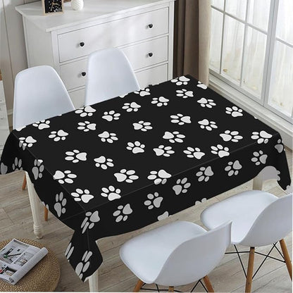 TKS MITLAN Dog Paw Print Dark Tablecloth Decor Table Cloth Dining Room Kitchen Table Cover 60" X 84" Oblong/Rectangle