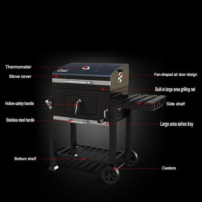 Portable Bbq Grill, Charcoal Grill, Heavy Duty Steel, Outdoor Cooking, Camping Grill, Picnic Grill, Family Gathering Grill