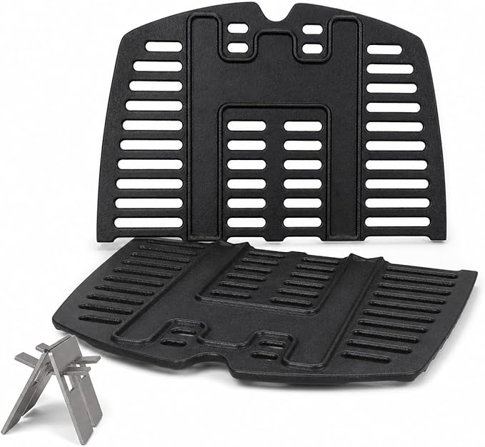 Uniflasy 7644 Cast Iron Cooking Grates for Weber Q100, Q1000, Q120, Q1200, Q1400, 516001, 516002, 50060001, 51010001, 51060001, Baby Q Gas Grill, 2 Pack