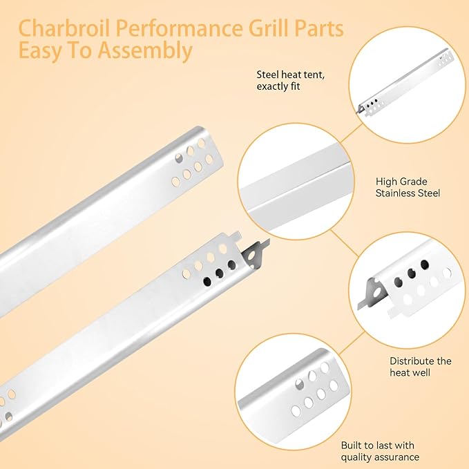 463276517 6-Burner Grill Replacement Parts for Charbroil Performance 6 Burner 463244819 463277918, 5 Burner 463347519, 4 Burner 463342119, G470-5200-W1 Burner, 470-0004-W1A Heat Plate, Crossover Tube