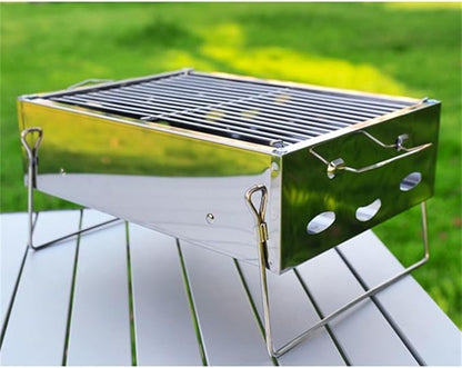 Portable Charcoal Grill for Camping BBQ, Outdoor Barbecue Grill with Thickened Stainless Steel, Lightweight & Stable Support, Easy Carry & Clean,36 * 26 * 17Cm-D