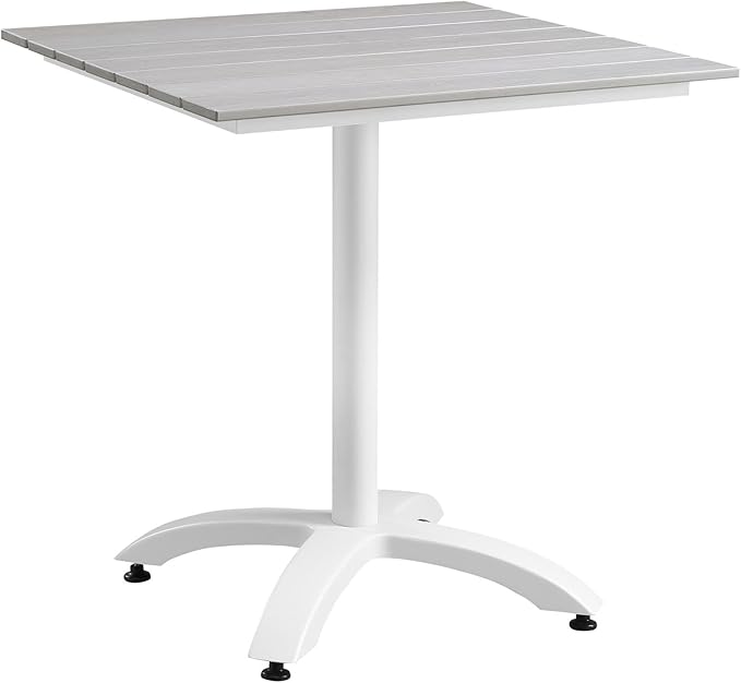 modway Maine 5-Piece Aluminum Dining Table And Chair Outdoor Patio Set in White Light Gray