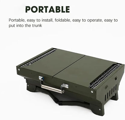 Charcoal BBQ Grills,Portable Charcoal Rack with Handle, Unique Folding Design and Stable Table Grill, Built To Last, Space-saving and Easy Portability, For Bonfire, Patio, Backyard