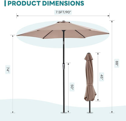 OLIXIS 9FT Patio Umbrella with Tilt and Crank Button & Sturdy Ribs Waterproof, 9Feet Patio Table Umbrella Perfect for Poolside, Terrace, Beach and Outdoor Restaurant