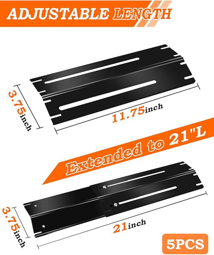 Adjustable Grill Heat Plates Shield 11.75-21 inch for Dyna-Glo Grill Replacement Parts, Charbroil Grill Replacement Parts, 5 Pcs Barbecue Grill Accessories for Backyard Nexgrill Flavorizer Bar