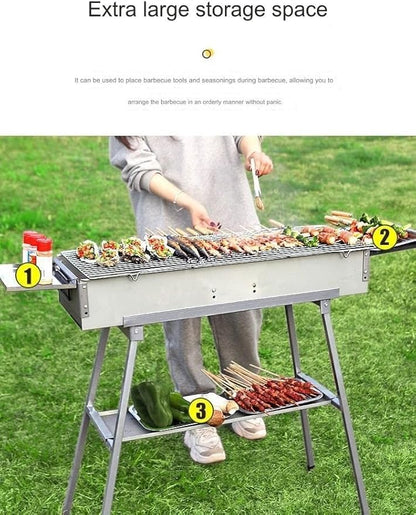 Charcoal Grill Stainless Steel Folding Portable BBQ Kit for Outdoor Cooking, Camping, Hiking, Picnic, Tailgate, Backpacking or Any Outdoor Event(18 * 60 * 65cm)