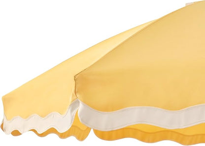 6FT Patio Beach Umbrella, UPF 50+ Sun Shade, Adjustable Tilt | Portable & Vented Outdoor Umbrella for Sand, Backyard & Garden, Harbour Mimosa (Yellow & Ivory)