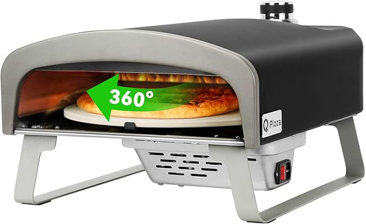 Gas Pizza Oven with Automatic Rotating Stone, Portable Propane Gas Grill Oven for Outdoor Cooking Kitchen Backyard Party Beach RV Tailgating Camping, PS102