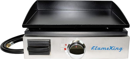 Flame King 17-inch Flat Top Griddle for BBQ Grill w/Regulator, Propane Gas Griddle for RV Pullout Kitchen