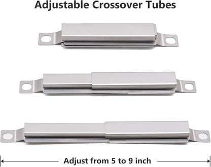 Criditpid Grill Replacement Parts for Charbroil Performance 2 Burner 463625217, 463625219, 463673519, 463673517, Grill Burner, Heat Tent Plate Shield, Carryover Tube & Spark Generator Kit.