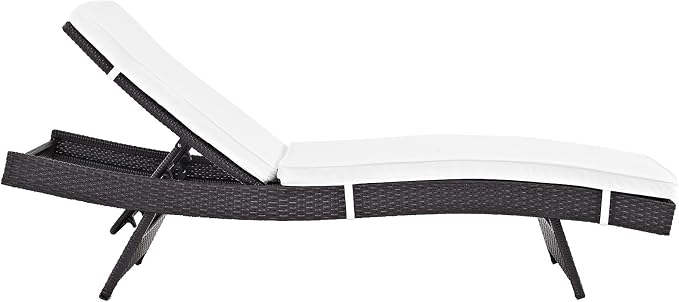 Modway Convene Wicker Rattan Outdoor Patio Chaise Lounge Chairs in Espresso White - Set of 6