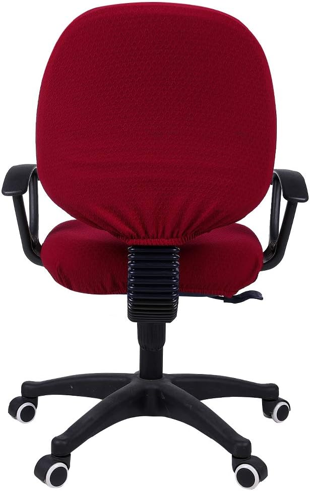 Smiry Office Computer Chair Covers for Desk Rotating Chair Protector | Stretch Jacquard Removable Washable Universal Slipcovers, Seat + Backrest Cover, Wine Red