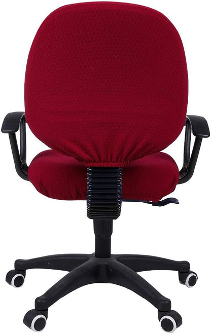 Smiry Office Computer Chair Covers for Desk Rotating Chair Protector | Stretch Jacquard Removable Washable Universal Slipcovers, Seat + Backrest Cover, Wine Red
