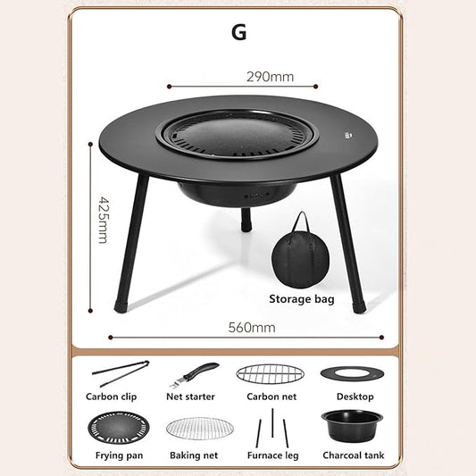 Outdoor Charcoal BBQ Grill Portable Charcoal Barbecue Grill with A Variety of Grilling Accessories Perfect for Outdoor Cooking & Grilling, BBQ, Patios with Carry Bag(G)