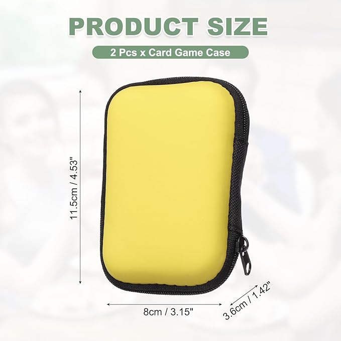 2Pcs Card Game Case, Soft Cloth Playing Waterproof Card Storage Travel Game Case Compatible for Outdoor Gaming Camping, Yellow