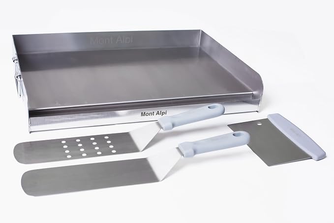 Mont Alpi 94" Modular Outdoor Kitchen Island - 304 Stainless Steel | 115,000 BTU 6-Burner Gas Grill | Side Burner + Griddle + Pizza Kit | 94 Inch