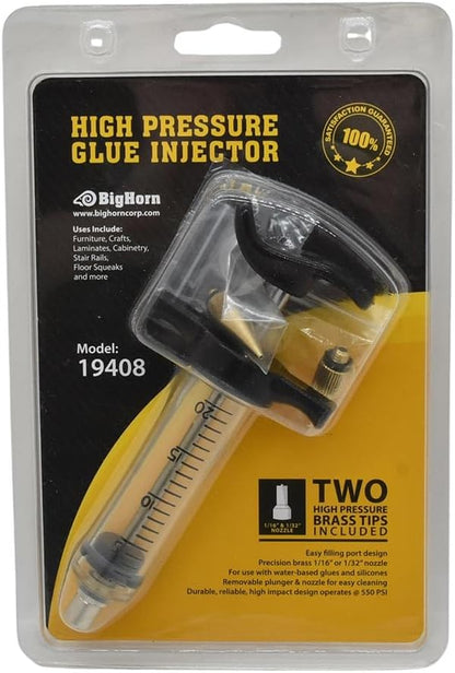 Big Horn 19408 High Pressure Glue Injector with 2 Brass Tips
