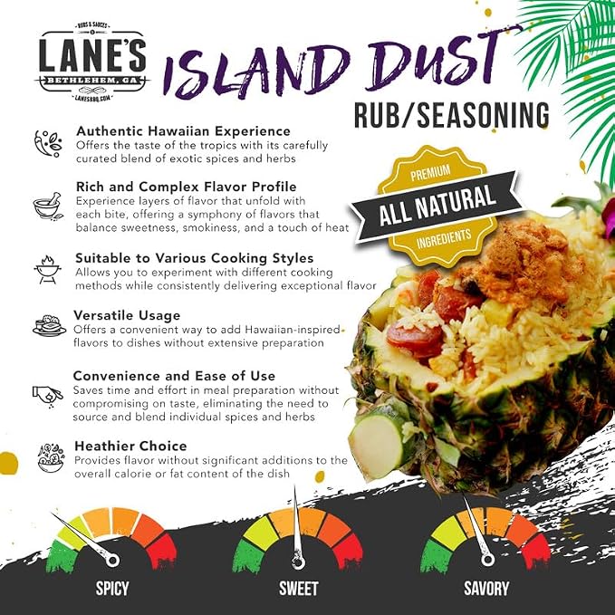 Lane's Island Dust Rub Alaea Hawaiian Sea Salt Seasoning Salt, All-Natural Hawaiian Alea Red Sea Salt Spice for Seafood & Meat, Made in USA, 2 Lbs