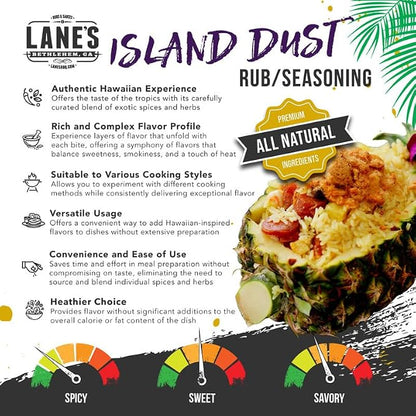 Lane's Island Dust Rub Alaea Hawaiian Sea Salt Seasoning Salt, All-Natural Hawaiian Alea Red Sea Salt Spice for Seafood & Meat, Made in USA, 2 Lbs