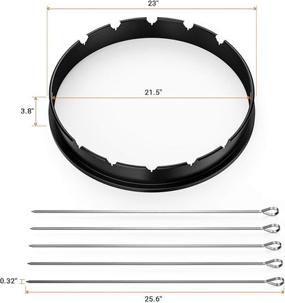onlyfire Rotisserie Ring with Kabob Skewer Set for Weber 22 1/2 Inch Kettle