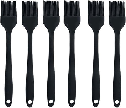 Silicone brush, Oil Brush for BBQ Kitchen Cooking Baking and Grilling (6 PCS,black)