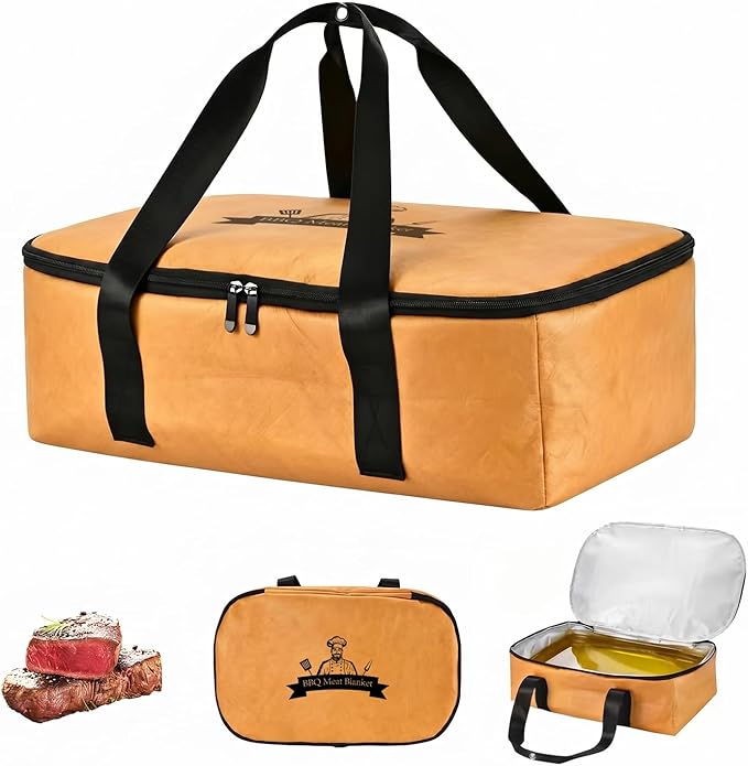 21" BBQ Blanket for Resting Meat,Leak-Proof Insulated Meat Resting Bag,Portable BBQ Resting Bag for Brisket/Beef/Pork Shoulder/Turkey,Barbecue Tool Gifts for Men (Tan)