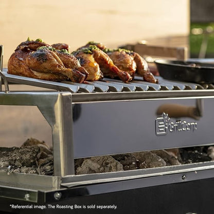 Junior Argentine Grill – Portable & Built-in 100% Stainless Steel BBQ with Lifting System & Drip Pan – Fits Junior Grillcorp Roasting Box – Outdoor Cooking & Camping Accessory