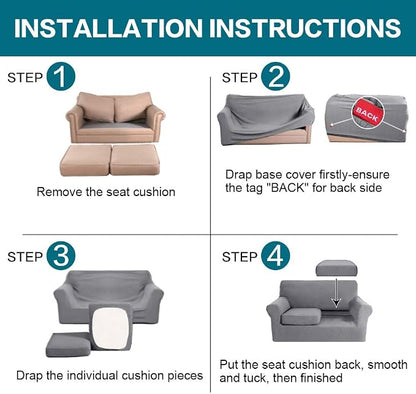 Turquoize 3 Piece Sofa Covers for 2 Cushion Couch Sofa Slipcover Soft Couch Cover for Dogs-Washable Sofa Furniture Covers with 2 Individual Cushion Covers, Feature Thick Fabric (2 Cushion Sofa, Dove)