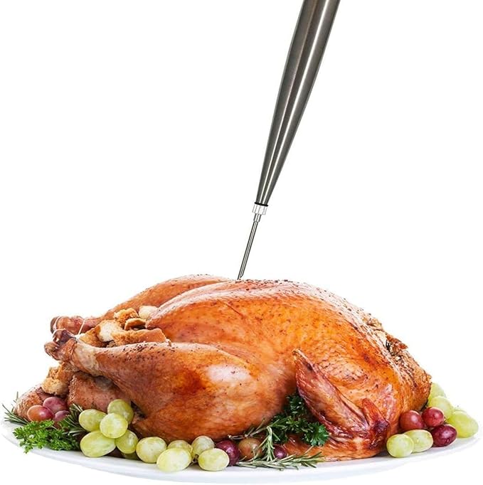Stainless Steel Turkey Baster Syringe, Flavor Injector Needle,With Cleaning Brush- Easy to clean, Rubber Bulb