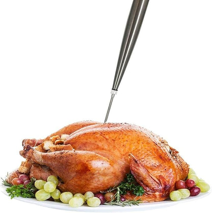 Stainless Steel Turkey Baster Syringe, Flavor Injector Needle,With Cleaning Brush- Easy to clean, Rubber Bulb