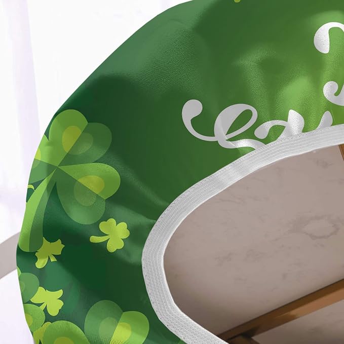 Happy St, Patrick's Day Oval Fitted Table Cloths, Green Clover Leaves Pattern Print Polyester Tablecloth, 54x76 Inch, Elastic Edged Oblong Fitted Table Covers for Spring Holiday Party and Dinner Use