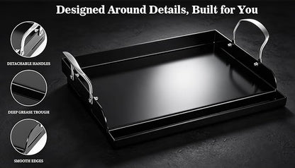 Nonstick Nanoceramic Griddle Plate, Pre-Seasoned Heavy-Duty Flat Top Insert, Universal Outdoor Cooking Griddle for Gas Grill/Charcoal/Gas Stove, Camping, Tailgating, Parties & Backyard BBQ, 17"x13"
