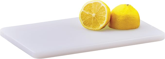 Winco 6" x 10" White Heavy-Duty Plastic Cutting Board (Set of 20) | Dishwasher safe, Stain resistant, Minimizes dulling, Great for Charcuterie, Cheese, Appetizers and Buffet Displays