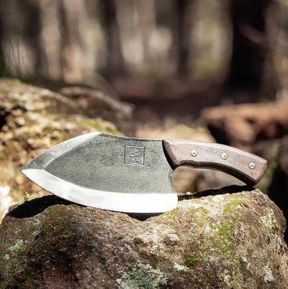 COOLINA Lixy Cleaver Chef Knife, 8.7-in Hand-forged High Manganese Clad Steel, Full Tang Butcher Knife, Razor Sharp Kitchen Knife for Camping, Outdoor Cooking, Slicing, Cutting Meat