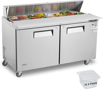 VEVOR Under Counter Drawer Refrigerator, 24 In Stainless Steel Fridge with Temperature Control, Dual Drawer Refrigerator with Powerful Compressor & LED Display, for Home, Office, and Commercial Use