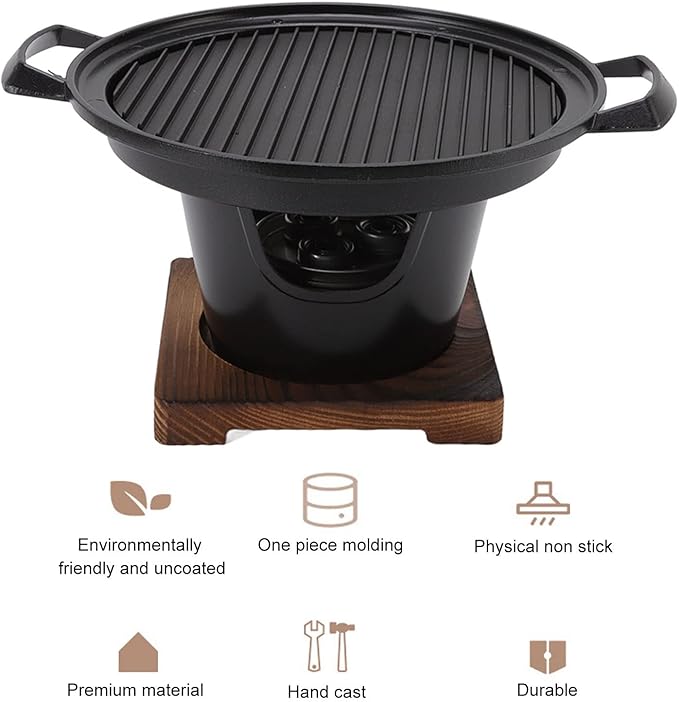Zerodis Small Tabletop BBQ Grill - Mini Korean Family Barbecue Stove, Portable Smokeless Charcoal Grill for One Person, Indoor Use