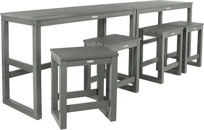 highwood Monroe 6-Piece Counter Height Modern Balcony Set, 2 Tables and 4 Stools, Coastal Teak