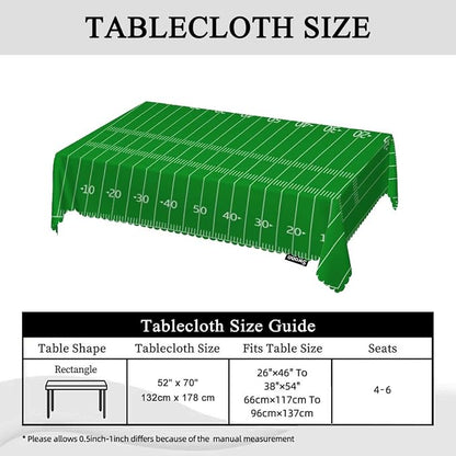 Swono American Football Field Tablecloth Green Lawn Sport Football Field Rectangle Table Cloth Washable Plaid Table Cover for Kitchen Holiday Dinner, 52x 70 Inch Tablecloth