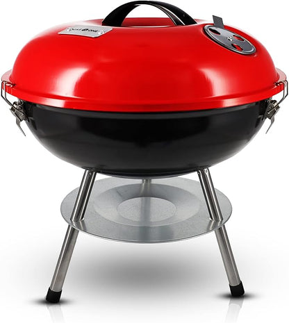 Gas One – 14-inch Portable Barbecue Grill with 3-Point Locking Lid for Heat Preservation – Dual Venting System – Small Charcoal Grill for Backyard, Camping & Cuisinart CGS-W13 Wooden Handle Tool Set