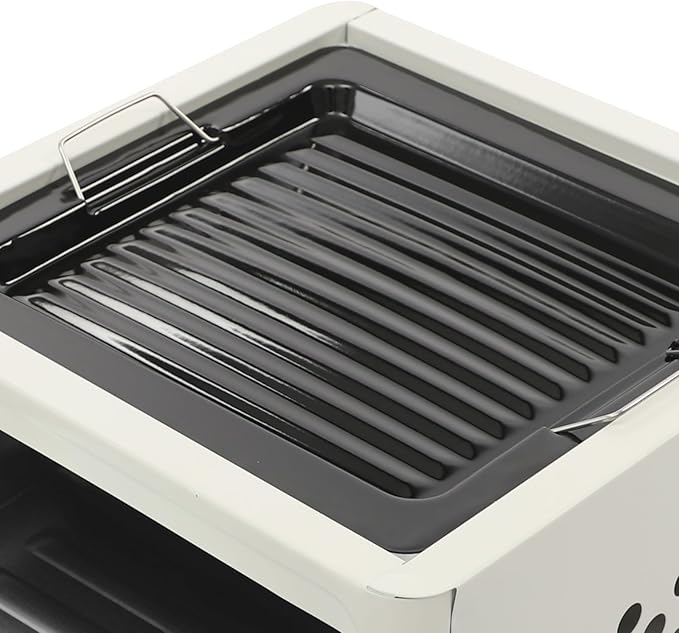 Portable Charcoal Barbecue Grill Tabletop Grill Charcoal Barbecue Stove Backyard Barbecue Picnic Burner Multifunctional BBQ Grill for Camping, Picnics, Travel (White)