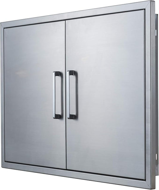 Outdoor Kitchen Doors Stainless Steel,33" W by 23" H Double Access Door,Flush Mount for Outdoor Kitchen and BBQ Island