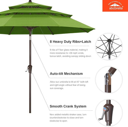 ABCCANOPY 5-Year 10-Year No Fading 9FT 3 Tiers Patio Umbrella, Outdoor Table Umbrella with 8 Sturdy Ribs for Deck, Backyard, Garden, Yard