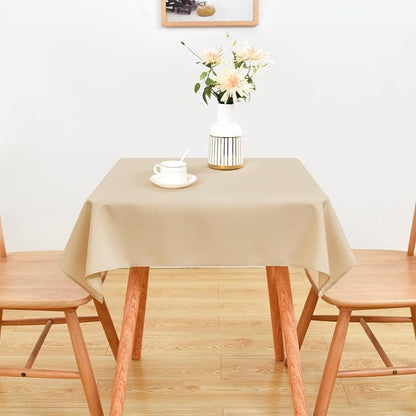 Wolkemer Small Square Tablecloth 36 x 36 Inch Washable Fabric Table Cloth Beige Table Cover for Nightstand End Bedside Tables Tabletop Decoration