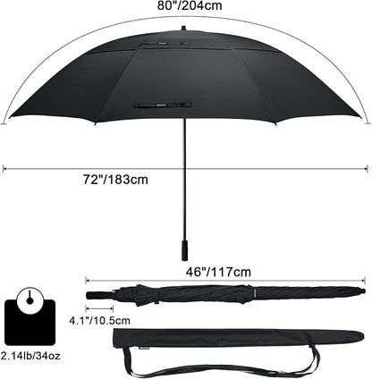 G4Free 80 Inch Golf Umbrella Extra Large Umbrella Double Canopy Windproof | Heavy Duty Oversized, Waterproof Stick Umbrella for Rain UV Protection, Fits 6-8 people for Doorman/Family/Patio