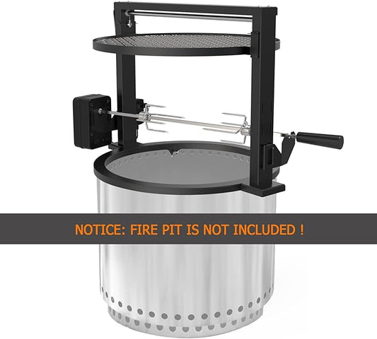 only fire Santa-Maria Style Rotisserie Rotating System for Solo Stove Bonfire 19.5" Smokeless Fire Pit - Global Patent
