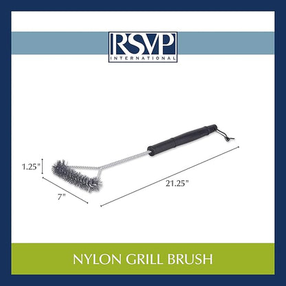 RSVP International Barbeque Grilling Collection Grill Cleaning Tool, Nylon Brush, 21-Inch, Black