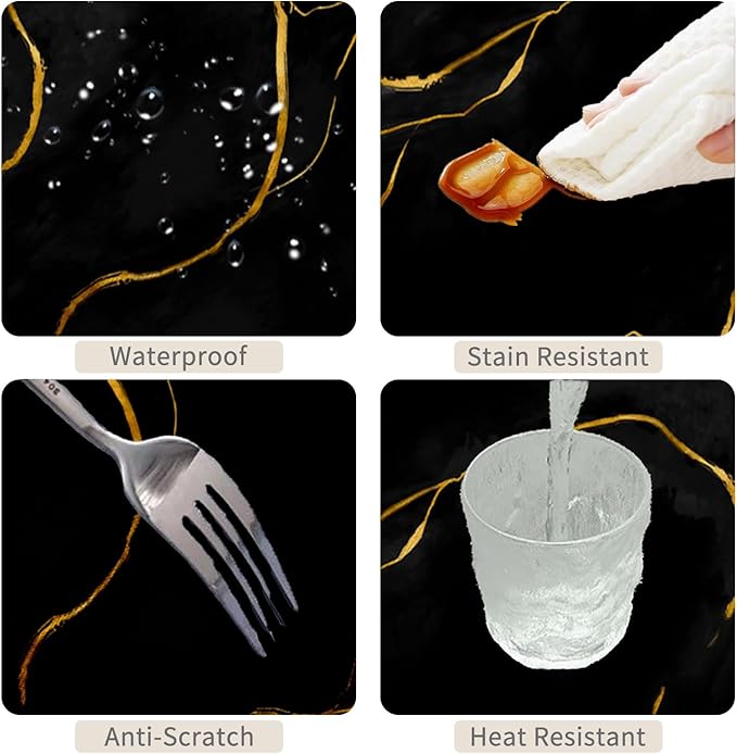 54x70inches Black Gold Marble Rectangle Tablecloth Luxury Marble Texture Gold Line Polyester Table Cover Waterproof Stain Resistant Table Cloth for Dinner Home Balcony Cafe Indoor Outdoor Use