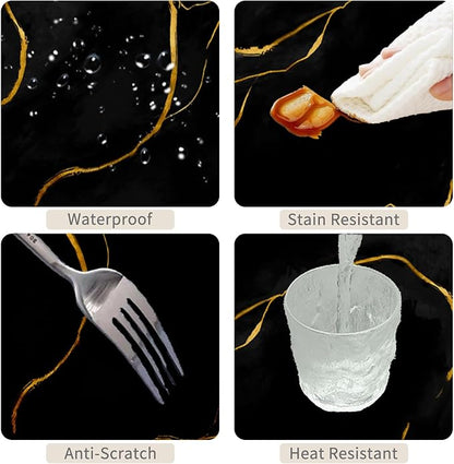 54x70inches Black Gold Marble Rectangle Tablecloth Luxury Marble Texture Gold Line Polyester Table Cover Waterproof Stain Resistant Table Cloth for Dinner Home Balcony Cafe Indoor Outdoor Use