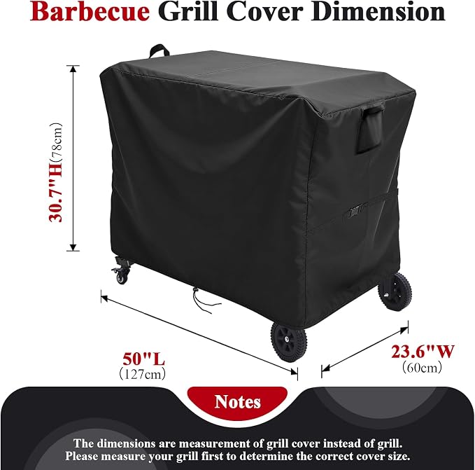 Outdoor Dining Grill Cart Cover - 51" D x 25" W x 32" H, 600D Grill Cart Cover for GVGBUK, Heavy Duty Waterproof BBQ Food Prep Table Covers, Black