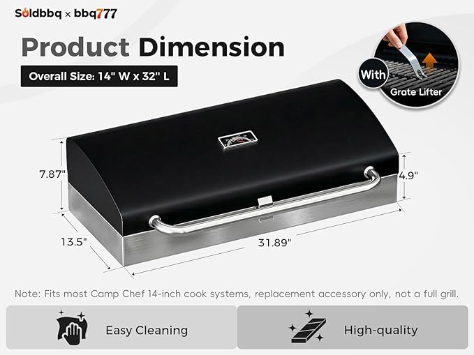 BBQ Grill Box Replacement Parts for Camp Chef Deluxe BBQ Grill Box, Accessories for Camp Chef Most 2 Burner Stoves 14'' Cooking System, for BB60X 14 in x 32 in x 10 in
